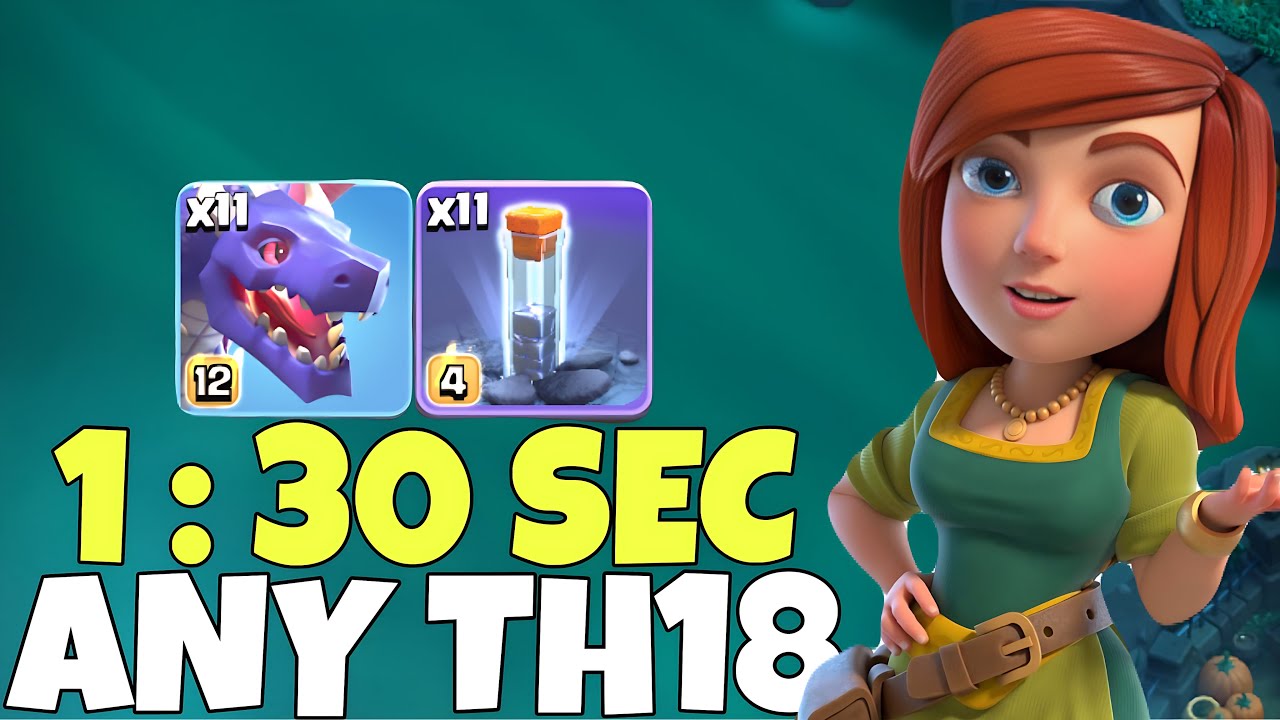 Атака драконом на 18-й уровень ратуши с использованием тотема | Стратегия атаки драконом на 18-й ...