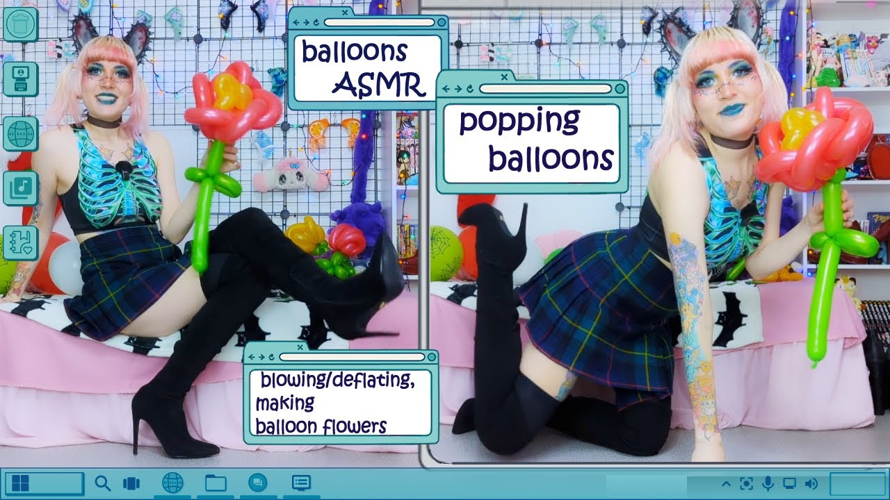 Лопаем воздушные шары ASMR 🎈+ делаем цветы из воздушных шаров (👠 сапоги на высоком каблуке)