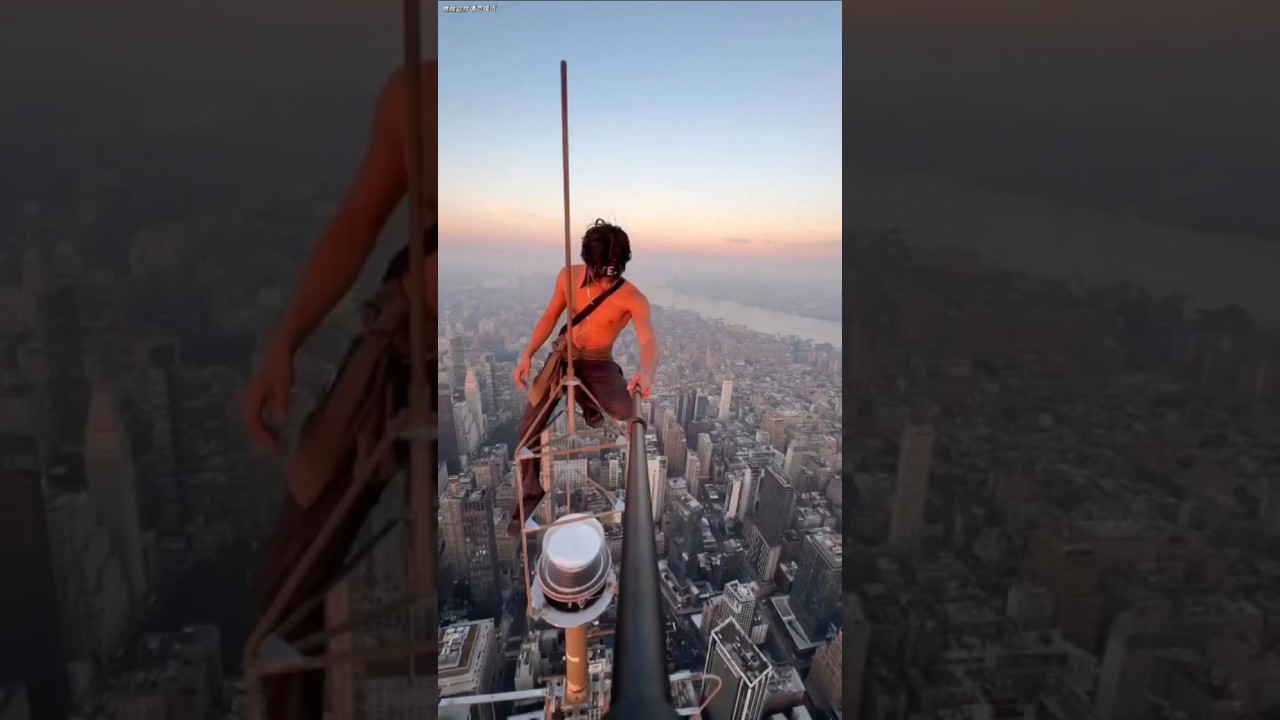 Daredevil Tower Worker Balancing at Insane Heights! 😱🏙️ #shorts #youtubeshorts