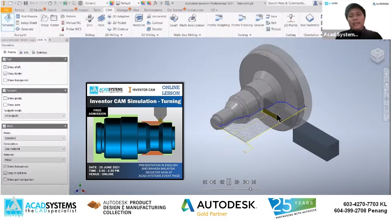 Inventor CAM simulation Turning