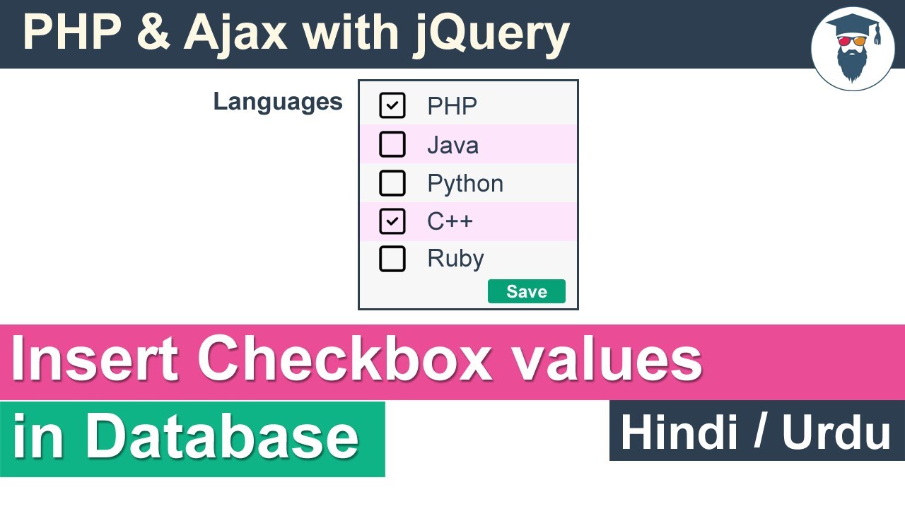 PHP Ajax Insert Checkbox Values in Database Tutorial in Hindi / Urdu