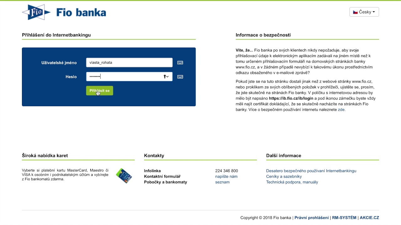 Fio Internetbanking - Hl&aacute;siče