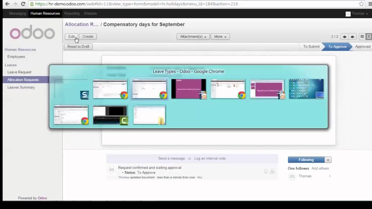 HR - Request your Compensatory Leaves in Odoo
