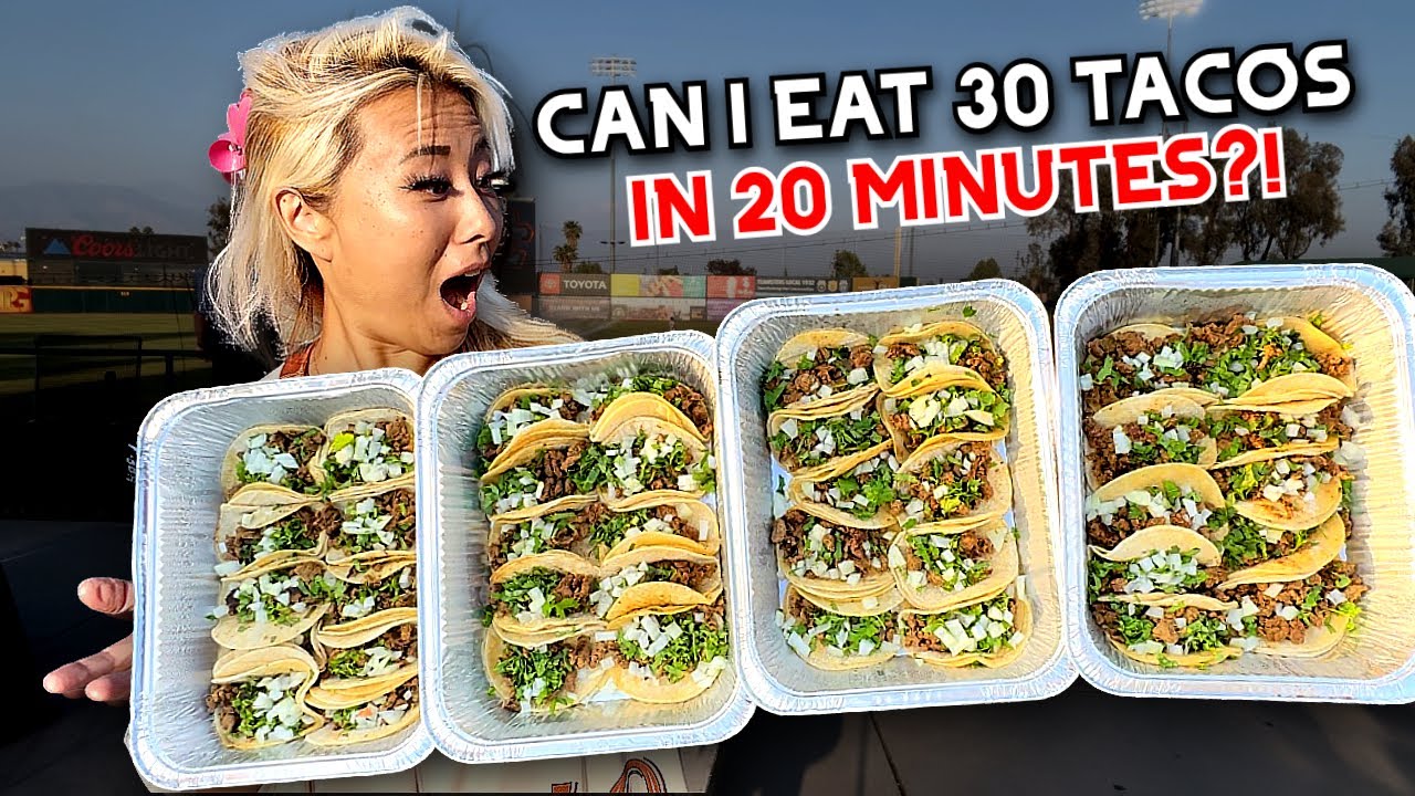 CAN I FINISH 30 TACOS IN 20 MINUTES?! at 66ers Baseball Game #RainaisCrazy