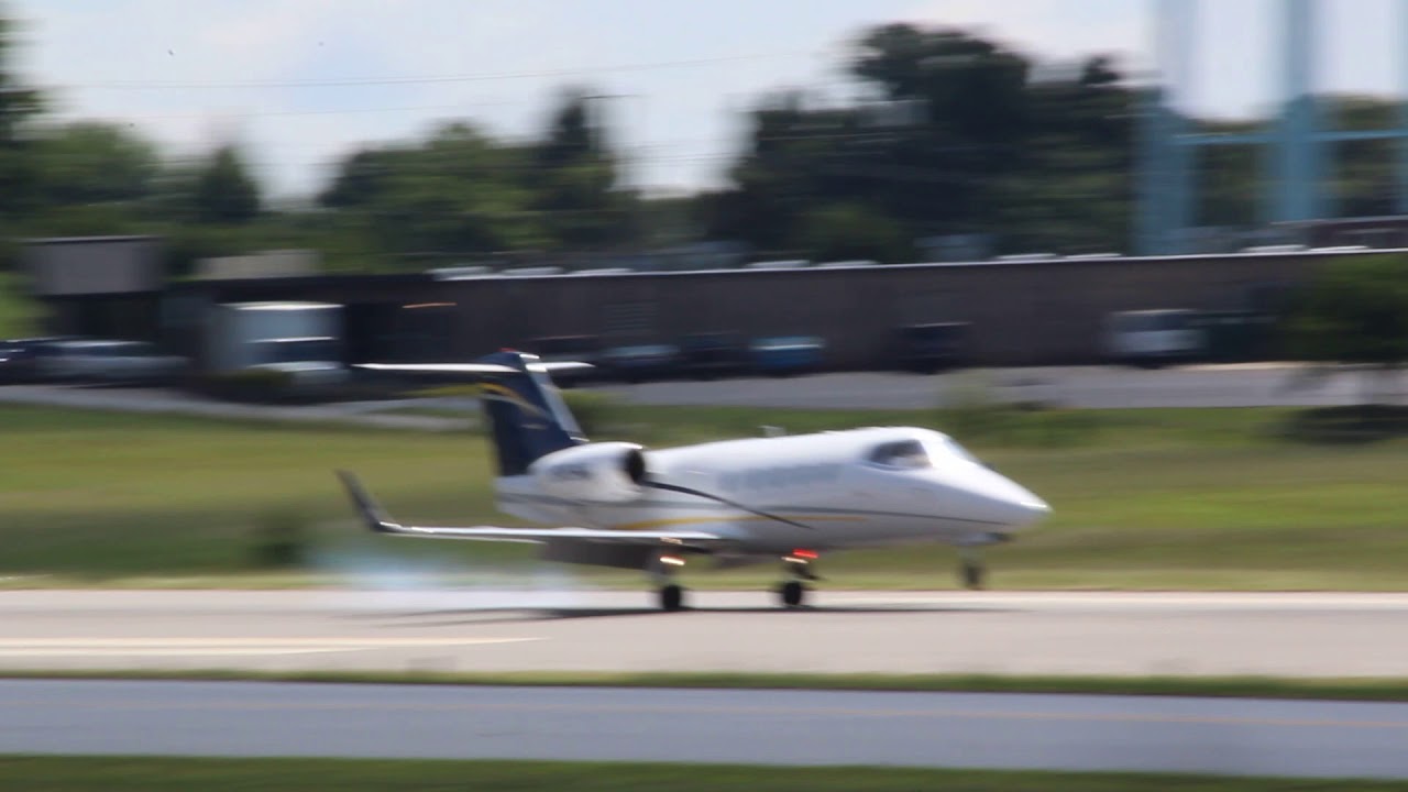 LearJet 55 Landing at Hickory Regional Airport  (7-5-17)