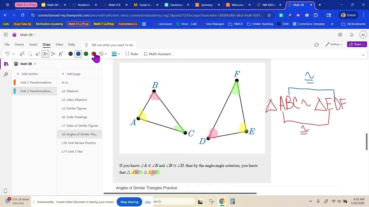 Math 8B U3L8 Angles of Similar Triangles