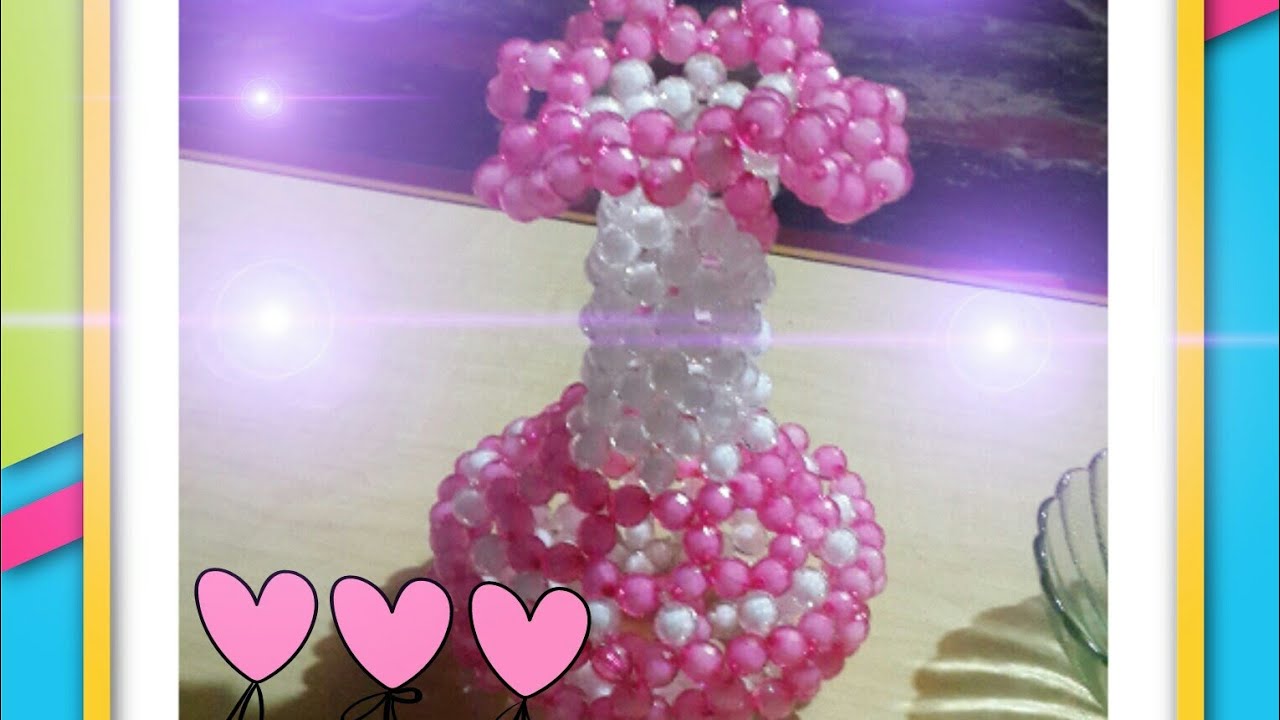 how to make flower vase/putir fuldani/how to make beaded flower tob/beaded craft making