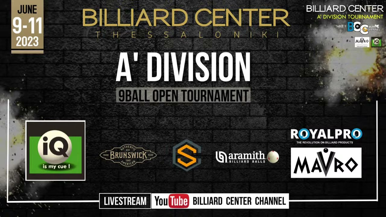 A’ Division 9Ball Open Tournament - FINAL DIMITRAKIS J vs BITSAXAKIS T.