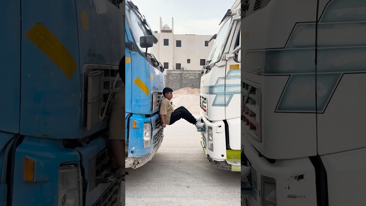وش يصير اذا قفلت شاحنتين على انسان !