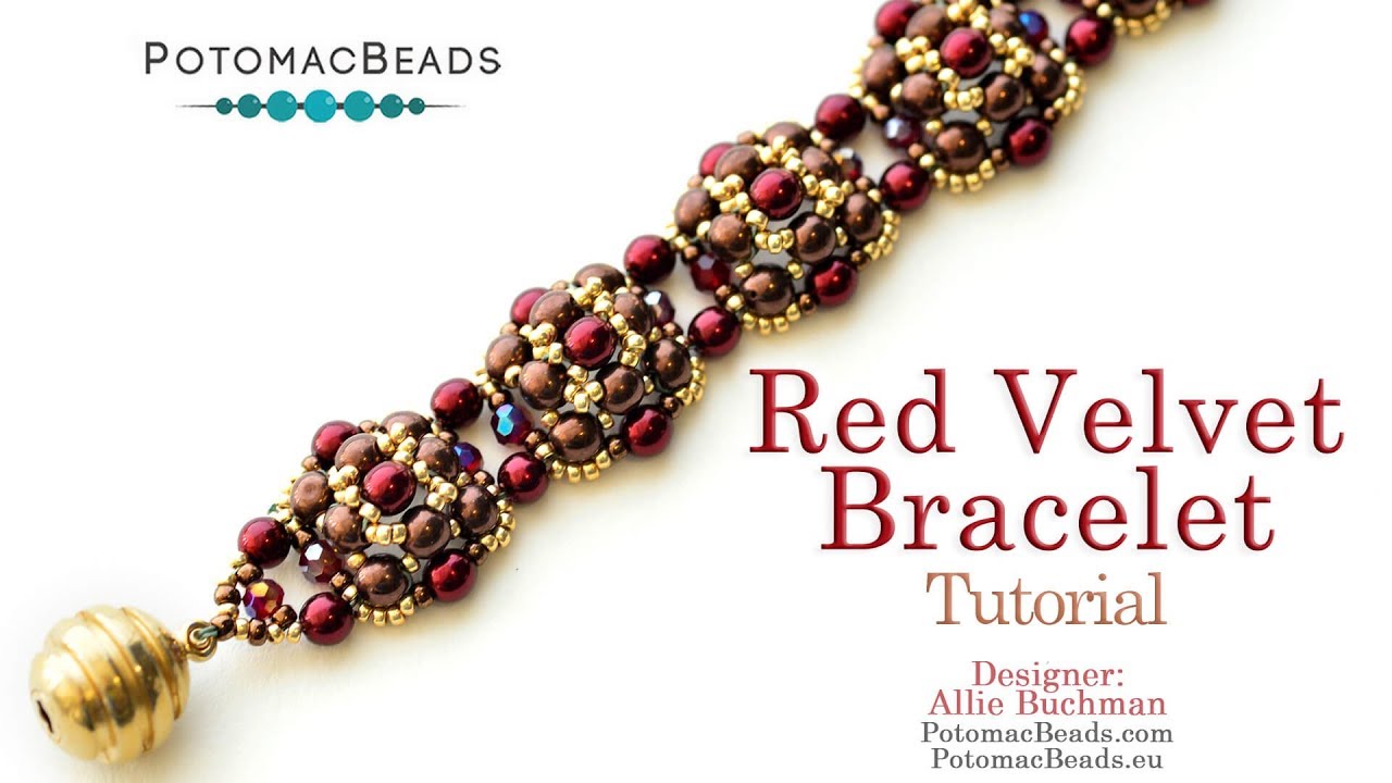 Red Velvet Bracelet - DIY Jewelry Making Tutorial by PotomacBeads