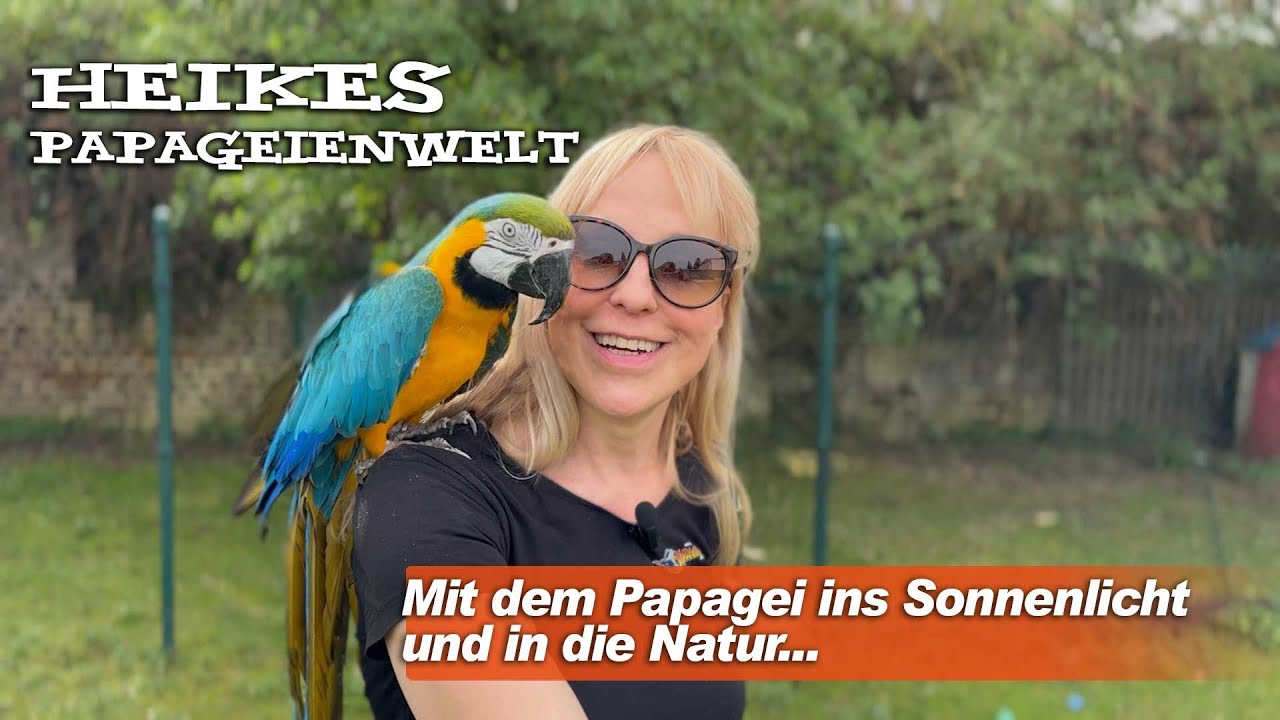 Mit dem Papagei ins Sonnenlicht und in die Natur