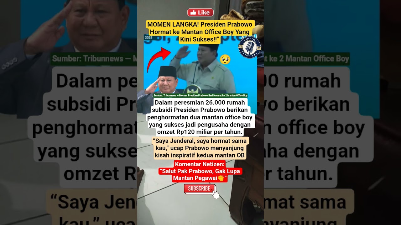 Presiden Prabowo Hormat ke Mantan Office Boy yang kini Sukses besar⁉️