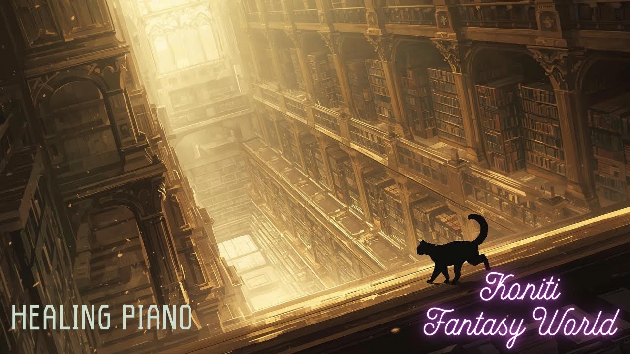 【作業用BGM】魔法の図書館、黒猫が導く静かな知識の海。- Cinematic Piano Ambient
