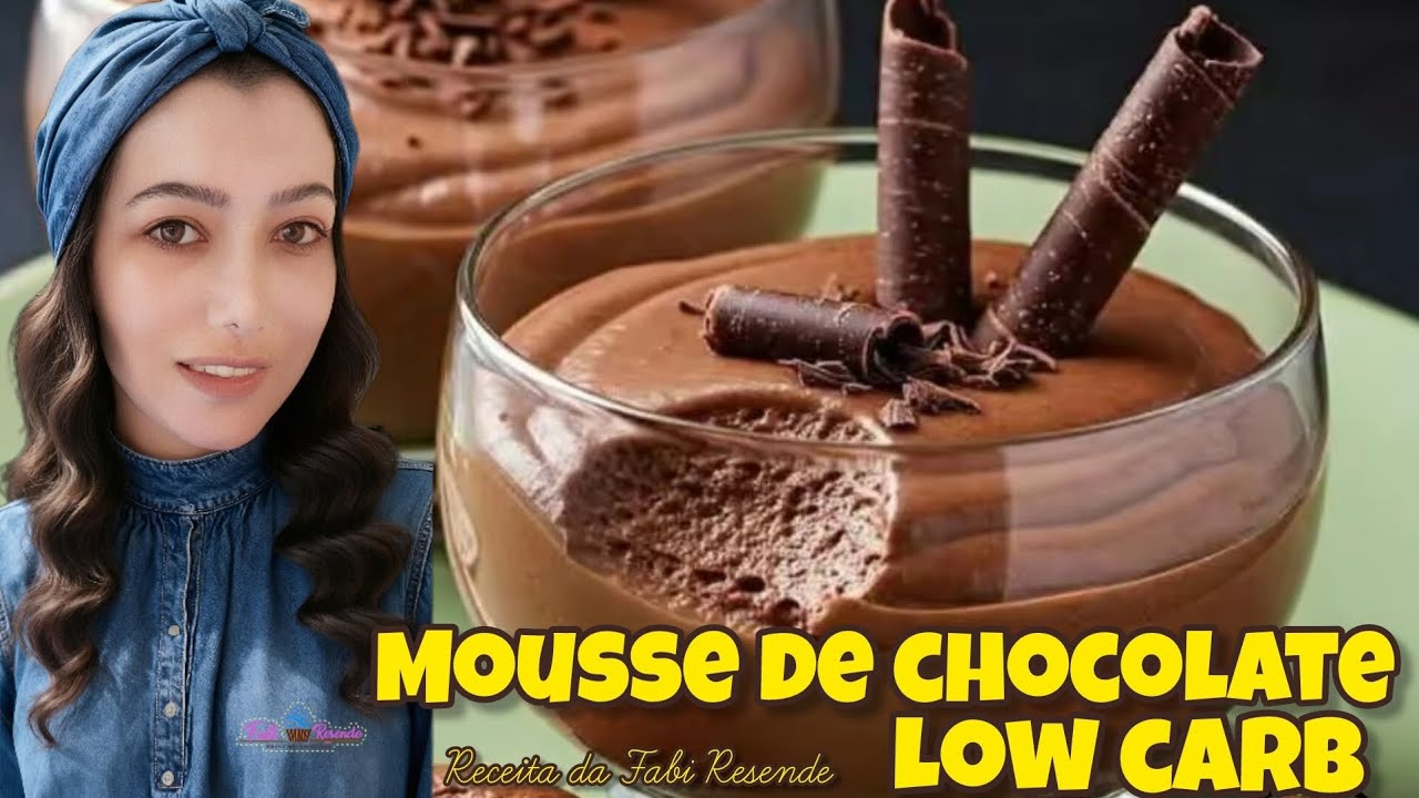 Mousse de chocolate low carb protéico receita da Fabi Resende 