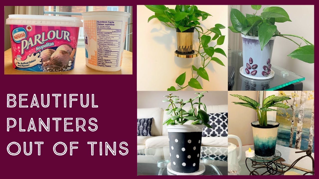 DIY || Beautiful Planters out of Yogurt and Ice Cream Containers || Shiri's Journal