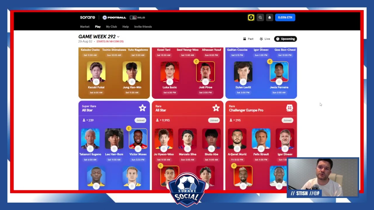 Sorare Team Builder - Gameweek 292 - Stish