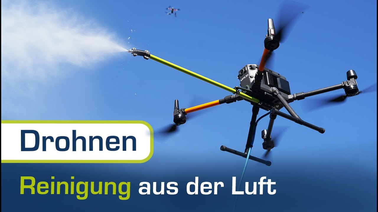 Reinigung von Gebäuden/PV mit Drohne? | Live-Test