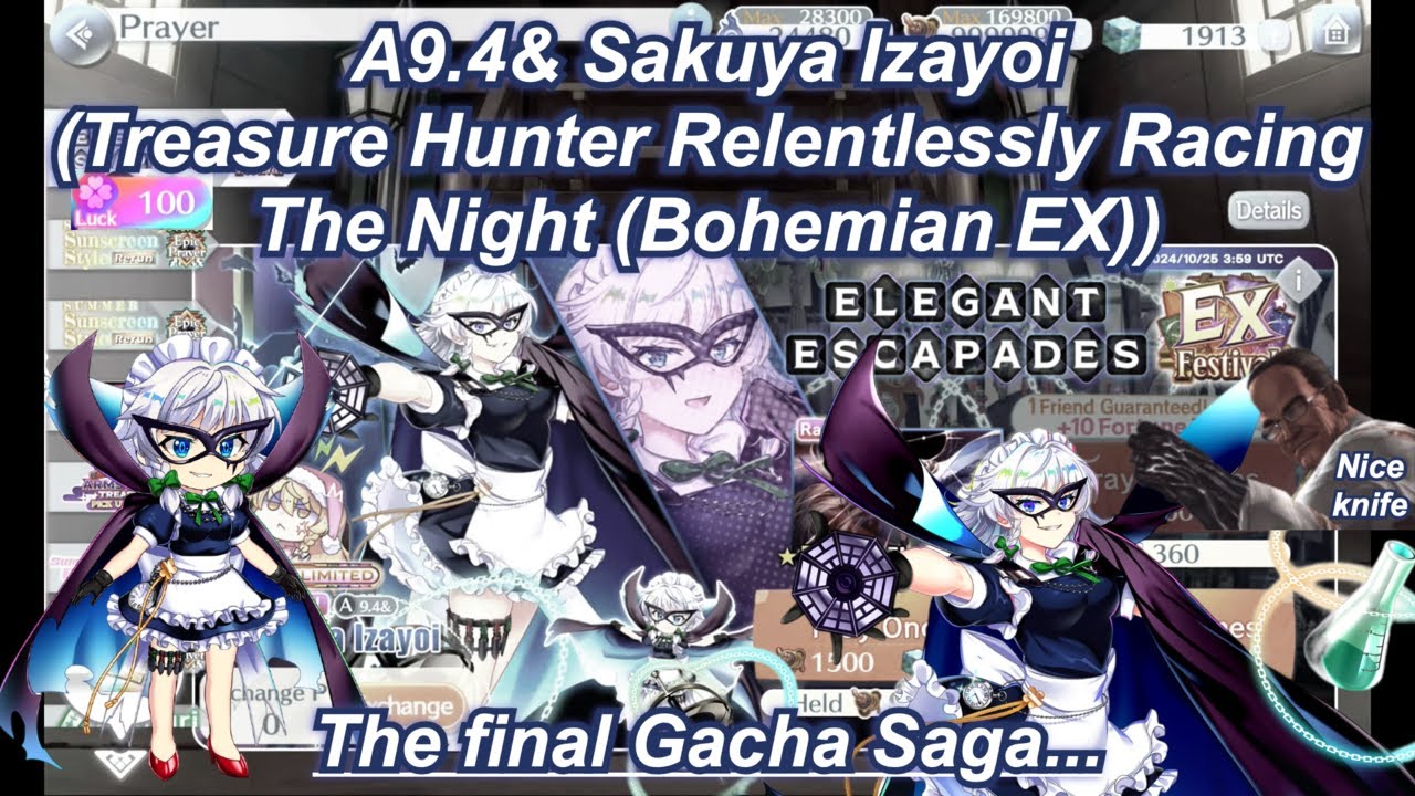 🔪Touhou LostWord JP/Global - The Final Treasure Hunt: A9.4& Sakuya Izayoi (Bohemian EX) Gacha Saga.🗡