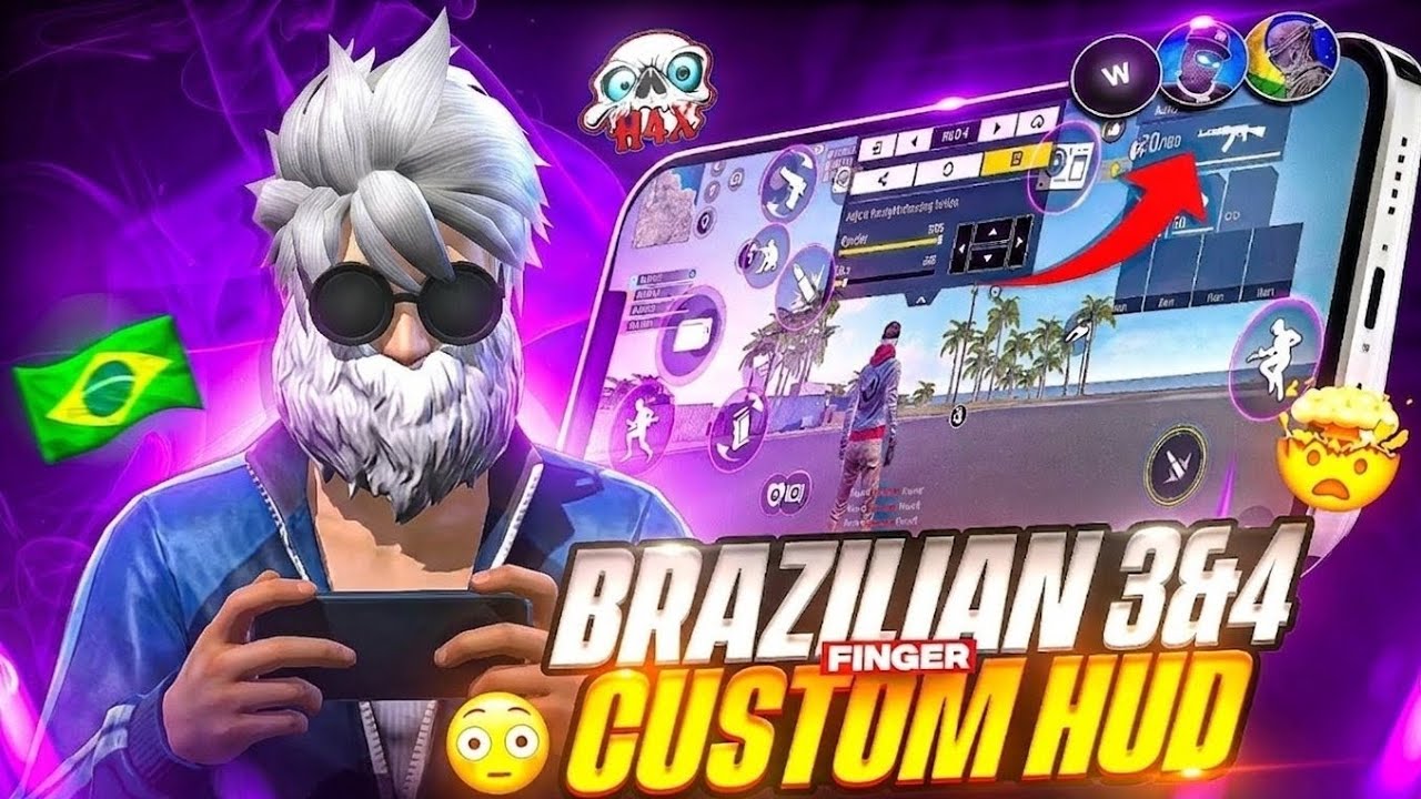BRAZILIAN 🇧🇷 CUSTOM HUD 🔥 3 & 4 FINGER FREESTYLE 😱 WORLD&rsquo;S BEST FREE FIRE MAX CODE 💀