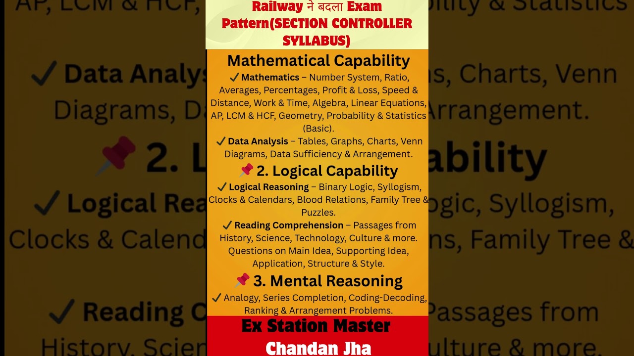 Railway ने बदला Exam Pattern(SECTION CONTROLLER SYLLABUS)RRB Section Controller Recruitment 2025 |