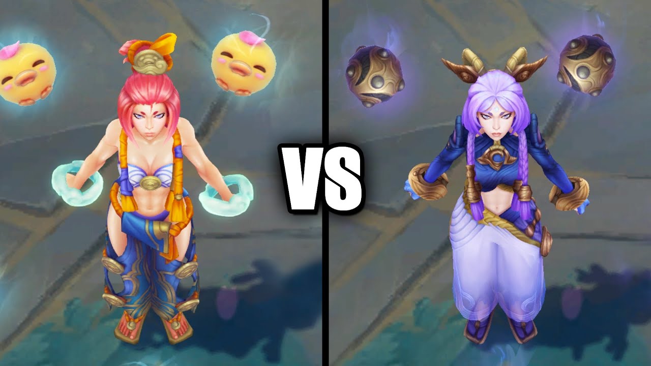 Spirit Blossom Springs Yunara vs Original Base Yunara Skin Comparison (League of Legends)