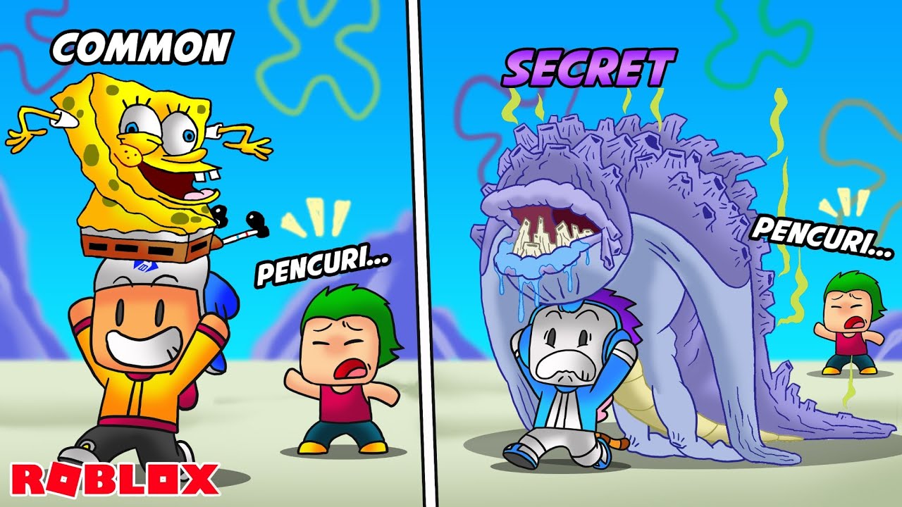 BABY DEL DAN MOCIL PAKE TRIK RAHASIA UNTUK CURI KARAKTER SPONGEBOB SECRET DI ROBLOX!!