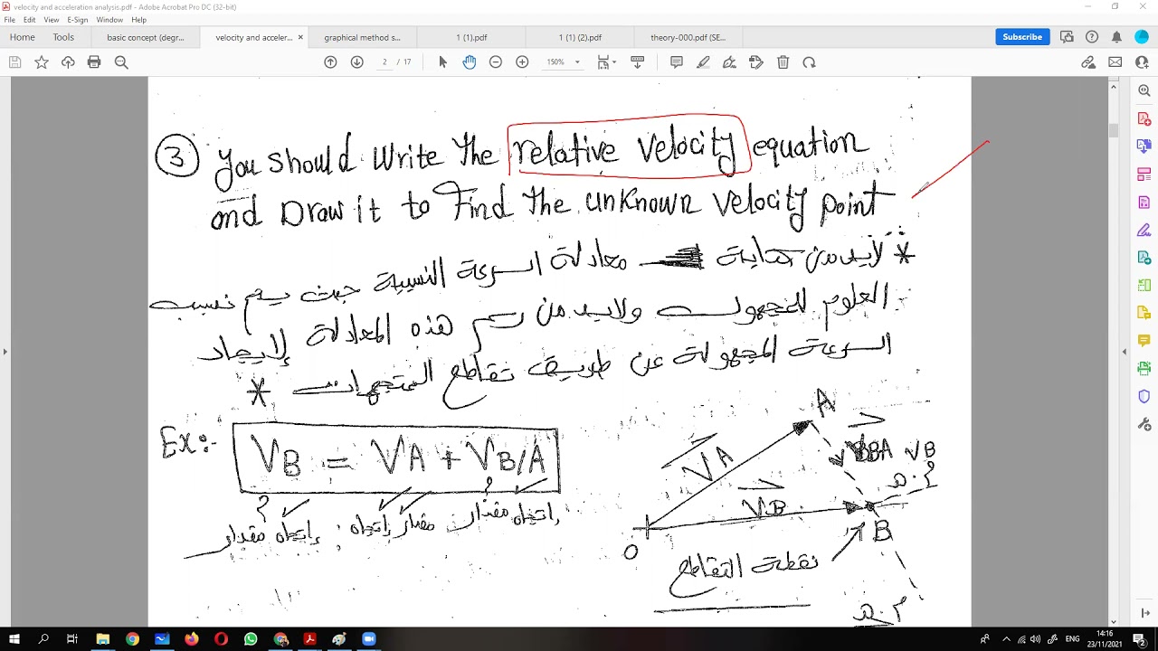 velocity and acceleration triangle for crank slider mechanism (theory of machines ) mechanical power