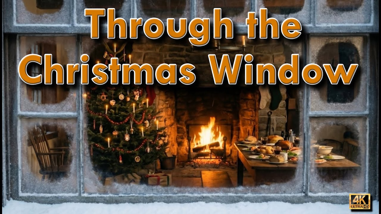 Cozy Christmas Window Ambience ❄️ Warm Fireplace, Christmas Tree, Winter Snow