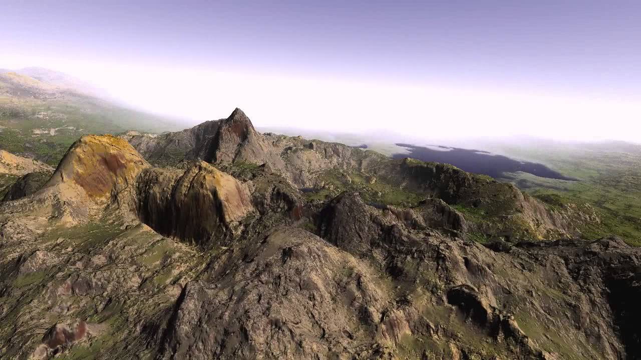 Fractal Terrain 4. Weather, water and distance field objects. HD