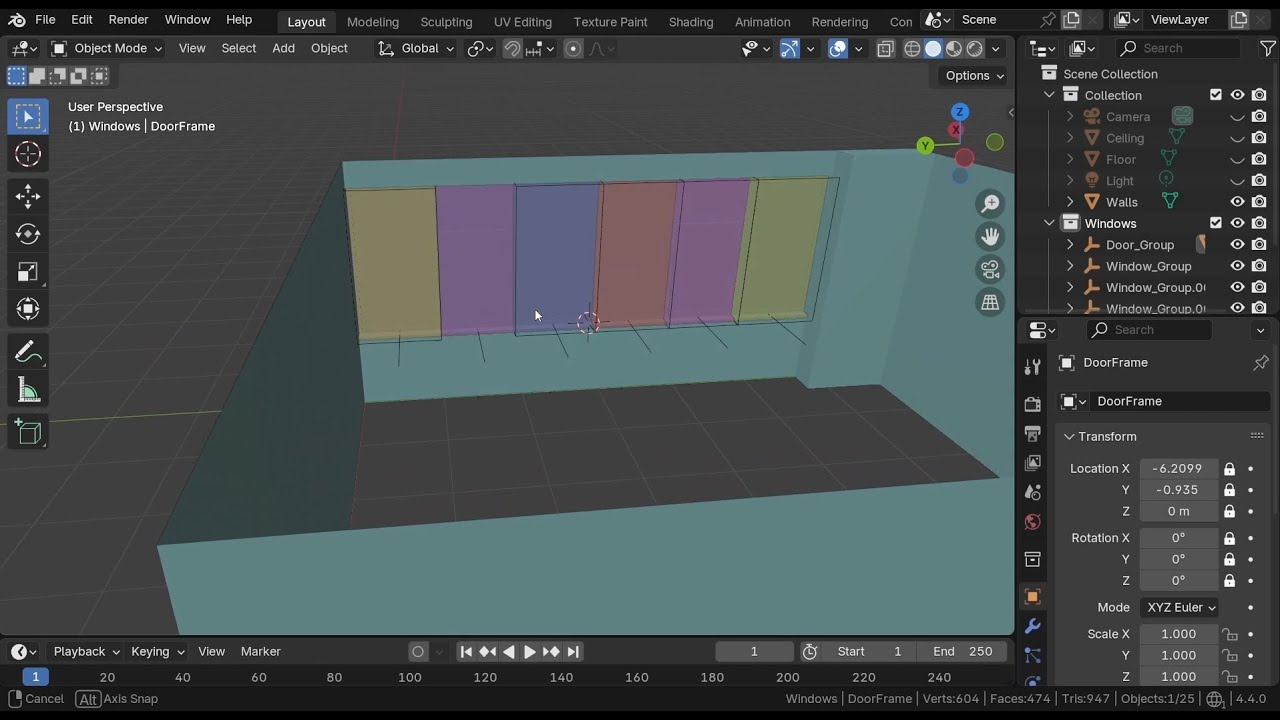 Blender. Моделювання шкільного кабінету #3. Встановлення вікон