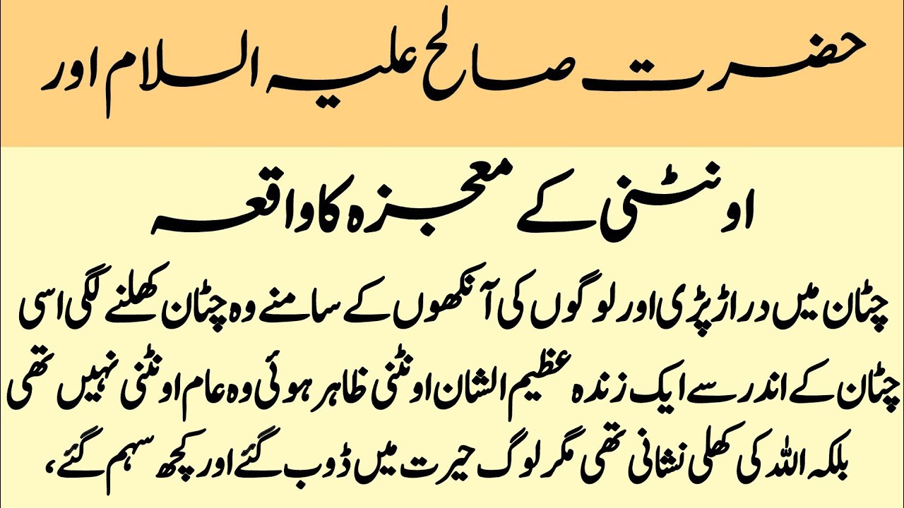 Hazrat Saleh (A.S) aur Qoum-e-Thamud | Onṭni ka Mojza | islamic History | Noor-e-islam #12 