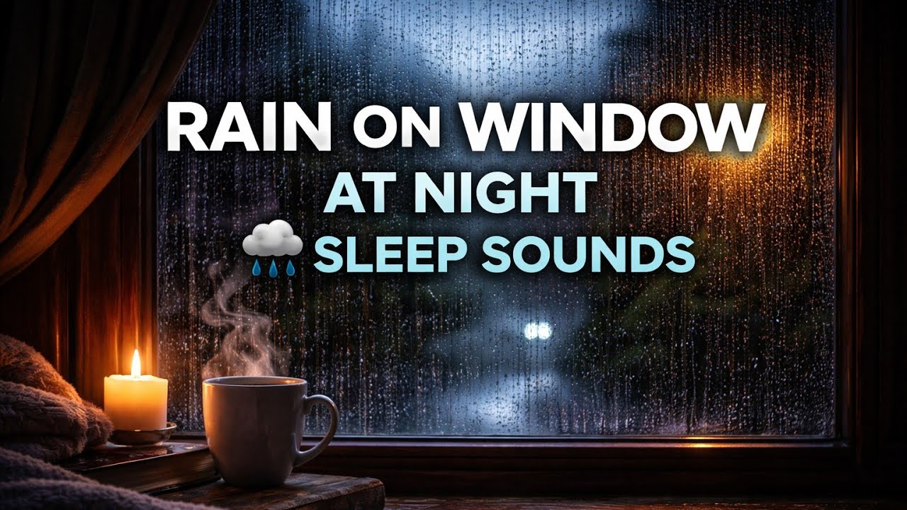 Heavy Rain on Window at Night for Deep Sleep • Relaxing Rain Sounds • 10 Hours