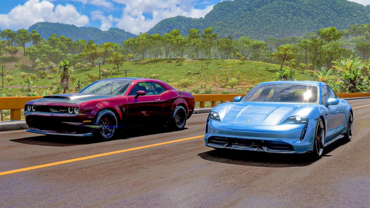Porsche Taycan Turbo S vs Dodge Challenger SRT Demon | Forza Horizon 5 Drag Race