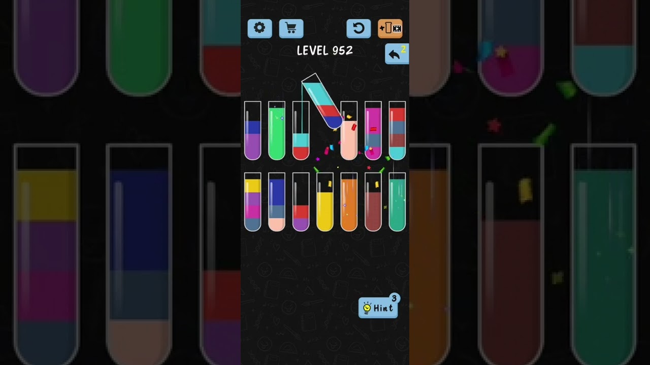 Water Color Sort Level 952 Walkthrough Solution iOS/Android