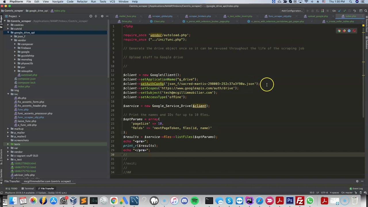 Service account authentication with Google API using a PHP Library