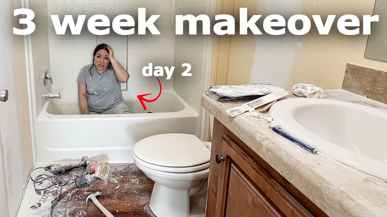 DIY BATHROOM MAKEOVER on a $500 budget (3 week transformation!) Small Bathroom Remodel compilation