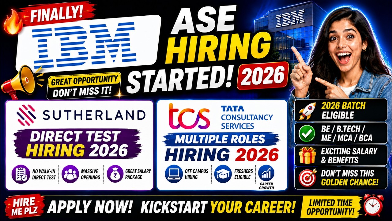 🔥Finally IBM ASE Hiring Started 2026 | Sutherland Direct Test Hiring 2026  | TCS | hire me plz
