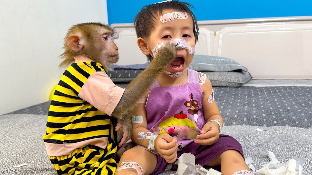 Oh my god, Diem and Monkey Kaka used stickers to cover their whole bodies.