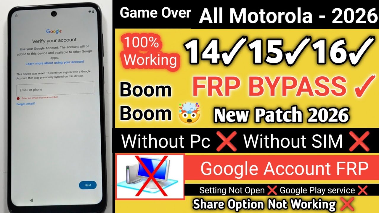 How to Bypass Motorola FRP Lock 2026–Android 14–15–16 | No PC 💥2026 NEW Motorola FRP Bypass