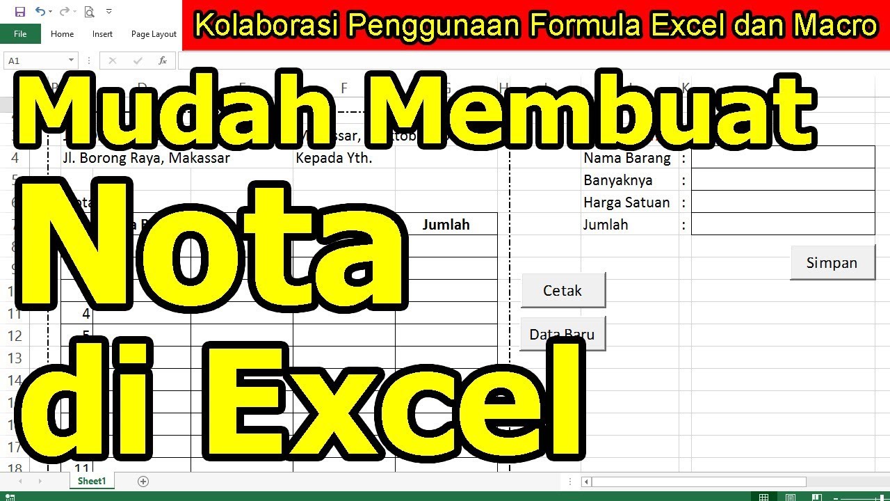 Mudah Membuat Nota di Excel