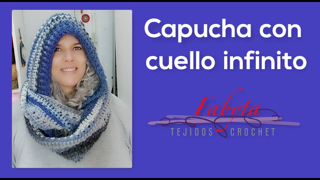 Capucha en crochet con cuello infinito, muy abrigadita !!