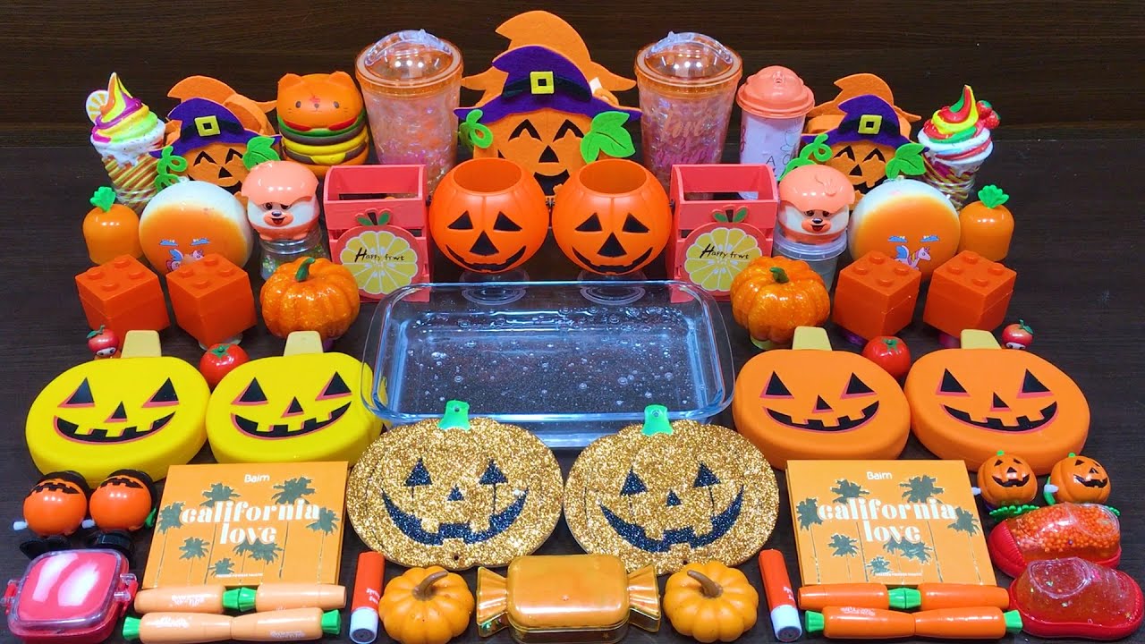 PUMPKIN Slime! Mixing Random Things into CLEAR Slime! Satisfying Slime Videos #55