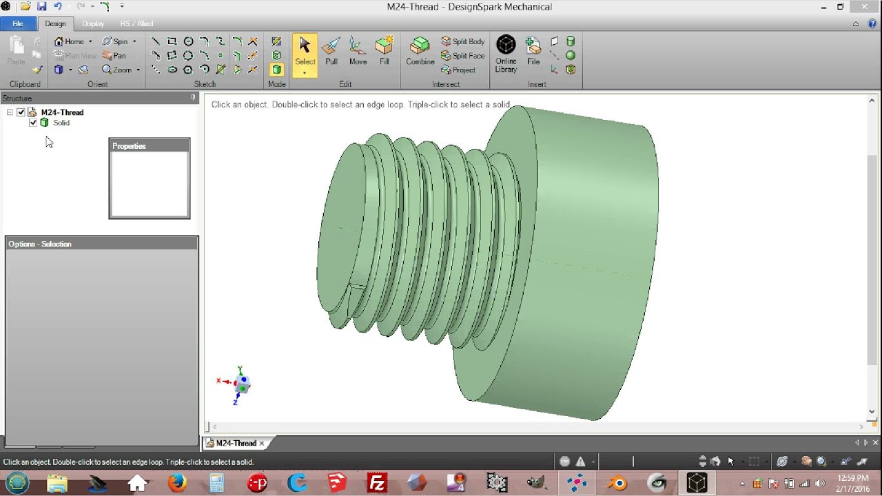 DesignSpark Mechanical: Nicer Thread  (Rounded Root)