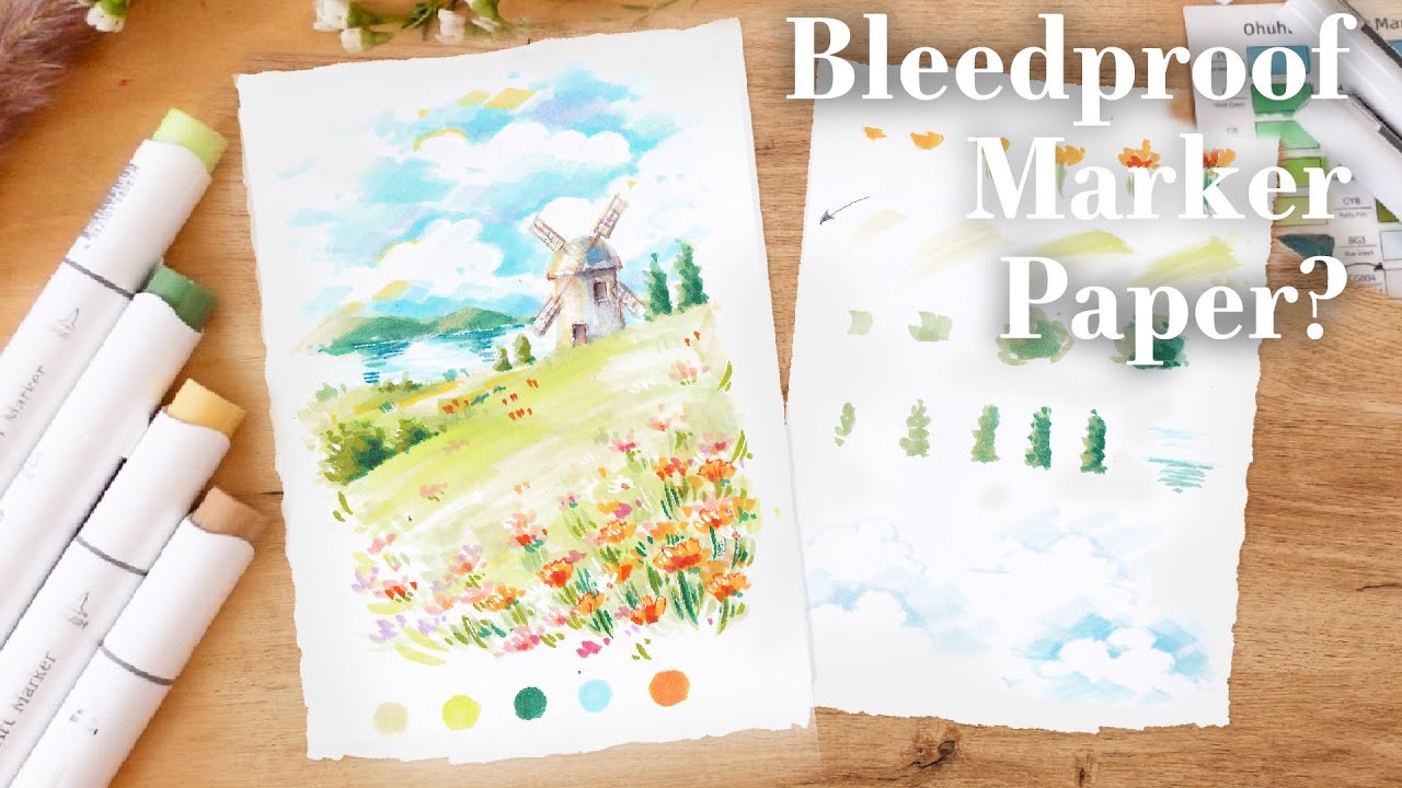 Windmill Landscape Drawing Tutorial/Testing Ohuhu Bleedproof Marker Pad