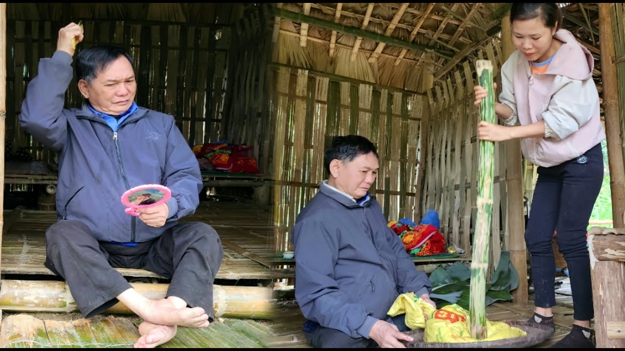 Disabled father and daughter make cassava cakes goes to the market sell -  Daily Life