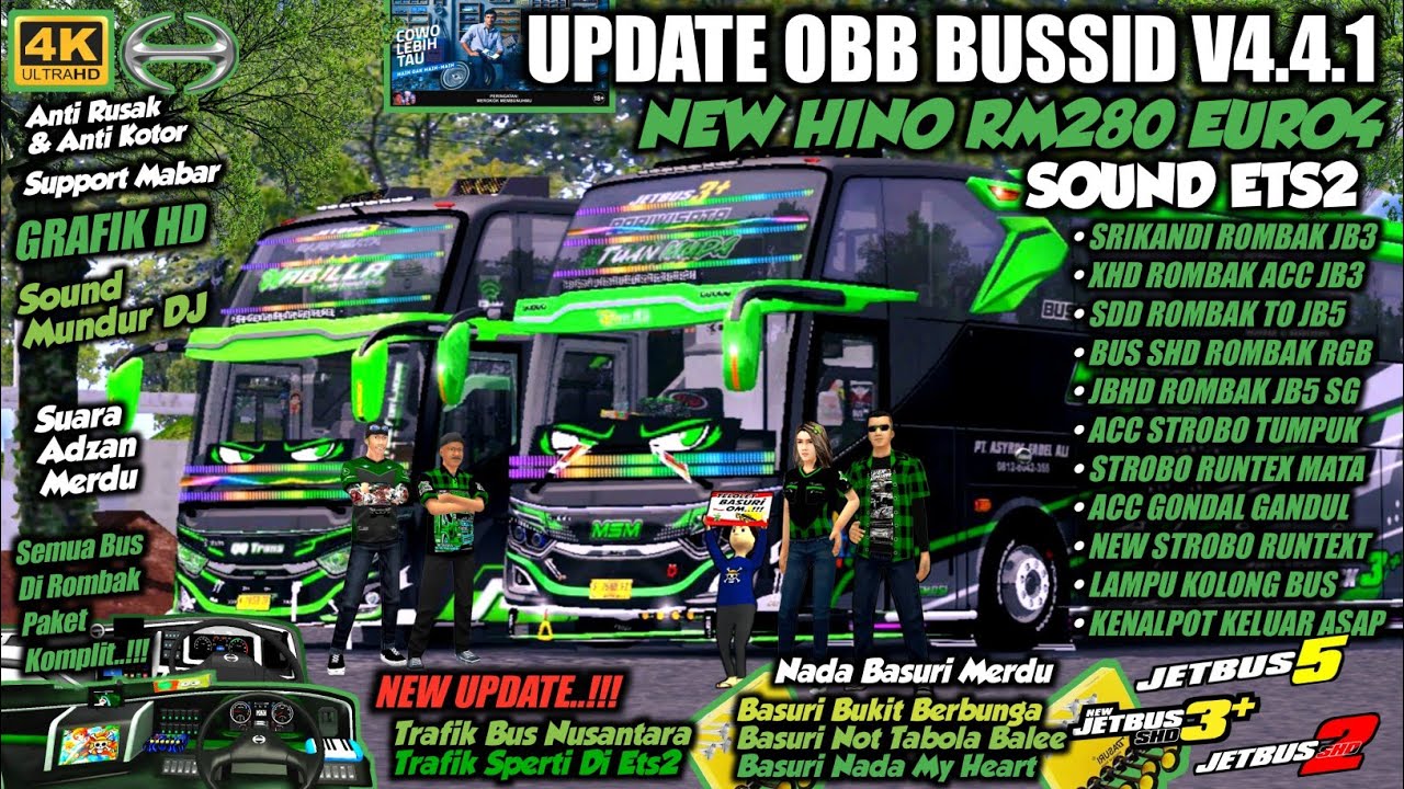 UPDATE LAGI !! OBB BUSSID V4.4.1 HINO RM280 EURO 4 | ROMBAKAN SEMUA BUS | Bus Simulator Indonesia