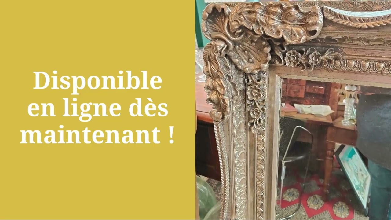 GRAND MIROIR BAROQUE BISEAUTE TOUR ARGENT TAILLE 120 X 89 CM