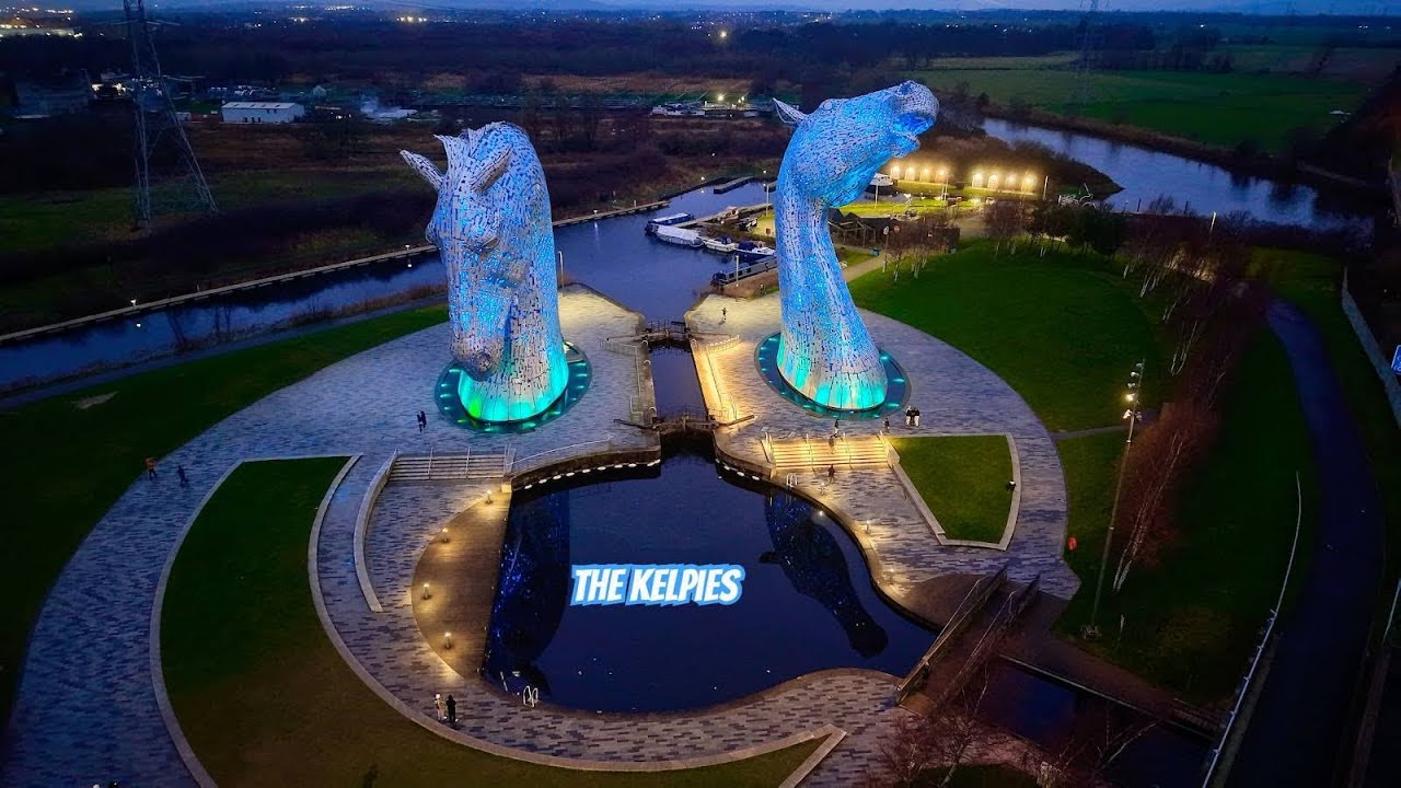 Night at The Kelpies. Helix. Falkirk. Scotland