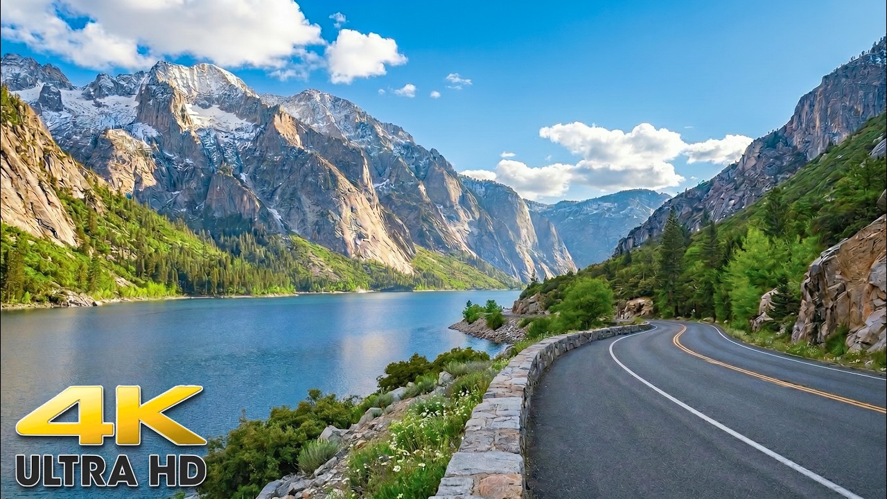 Sierra Nevada Mountain Scenic Drive on June Lake Loop California 4K