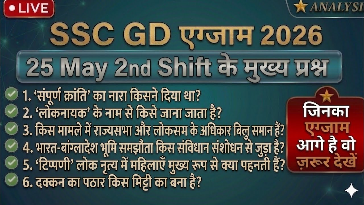 🔥 SSC GD 2026: May 25th 2nd Shift Analysis | 🎯100% Real Questions